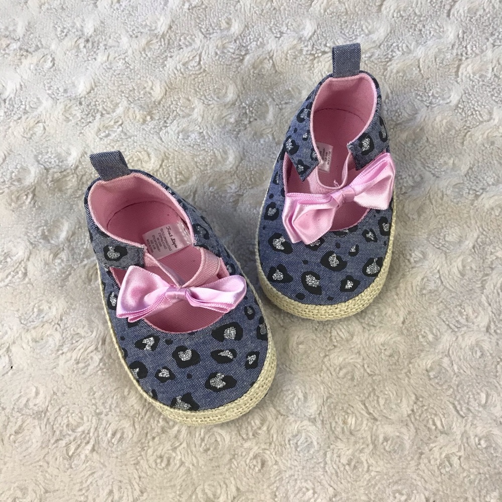 First Steps Baby Girl Shoes Leopard Print Pink Bow